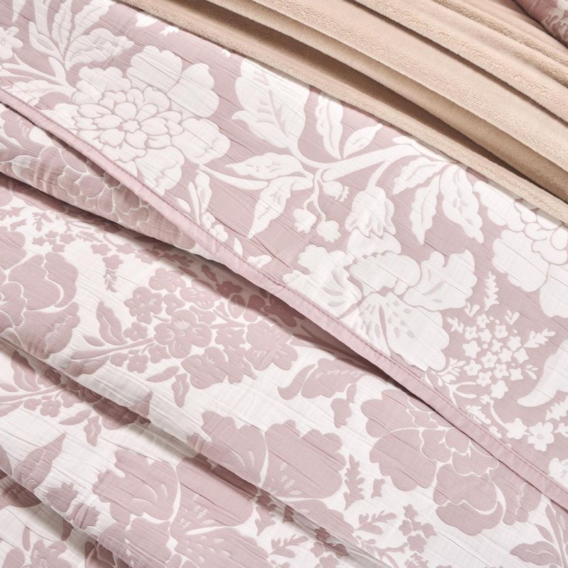 CUBRECAMA-JACQ-REVER-EXTRADOBLE-FLORES-ROSA--LOTO