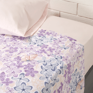 Juego de sábanas microfibra 75 gsm estampada/unicolor petalos