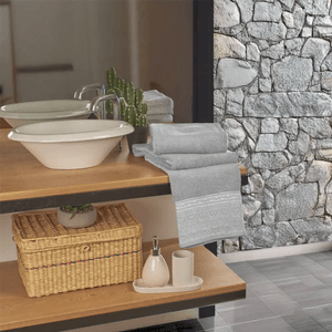 Set x2 toallas baño  algodón 570 gsm jacq gris