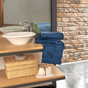 Set x2 toallas baño  algodón 570 gsm zero azul navy