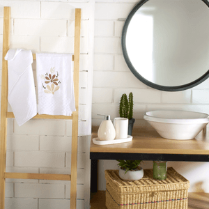 Set x2 Toallas algodón bordada blanco lazio 38x63 cm