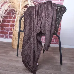 Manta flannel unicolor marrón