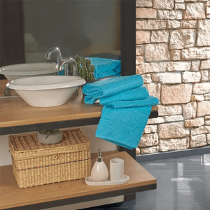 Set x2 Toallas de baño algodón 570gsm jacquard azul neón