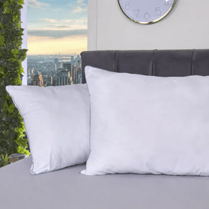 Almohada más funda en tela 144 hilos blanco embone malva 45x65 cm