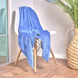 Manta flannel unicolor azul riviera