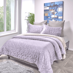Cubrecama velvet microfibra unicolor malva gris