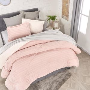 Edredón flannel jacquard ovejero unicolor rosa loto