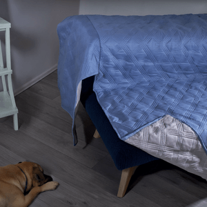 Cubresofa microfibra bicolor azul nórdico/gris nieve 180 x 300 cm