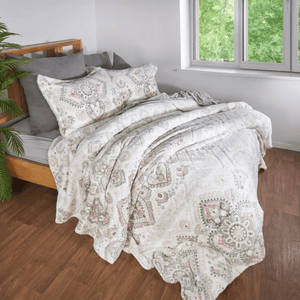 Cubrelecho flannel ovejero estampado miscelare/blanco