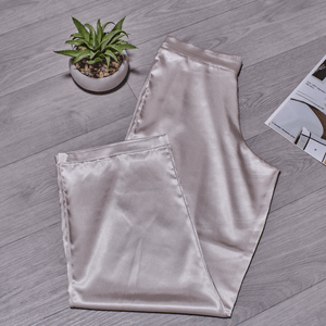 Pantalón pijama satín unicolor nacar