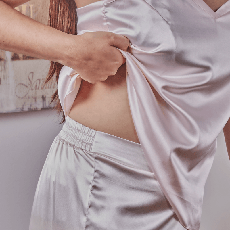 Pantalon-pijama-satin-unicolor-champaña