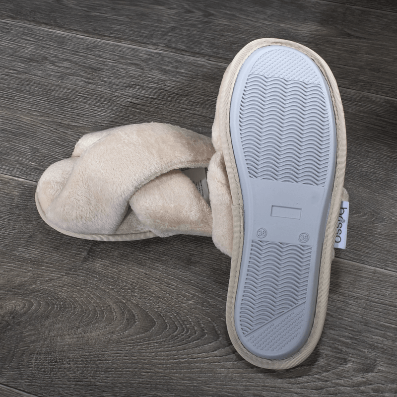 PANTUFLAS-TRENZADA-FLANNEL-UNI-38-39-CHAMPAÑA