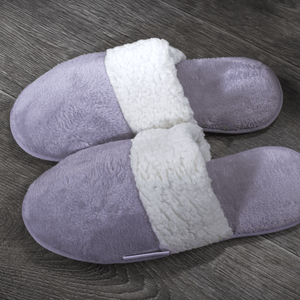 Pantuflas flannel/sherpa unicolor malva gris