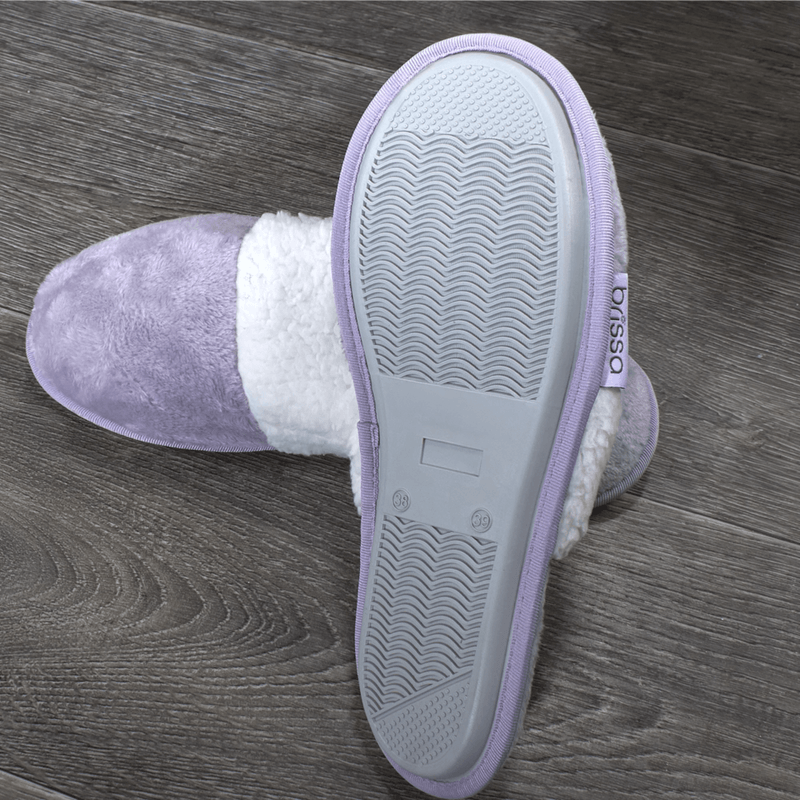 PANTUFLAS-FLANNEL-SHERPA-UNI-38-39-MALVA-GRIS
