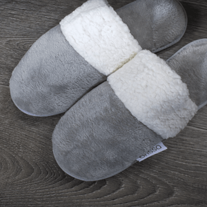 Pantuflas flannel/sherpa unicolor gris nieve