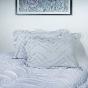 Set x2 Fundones microfibra jacquard zigzag gris nieve