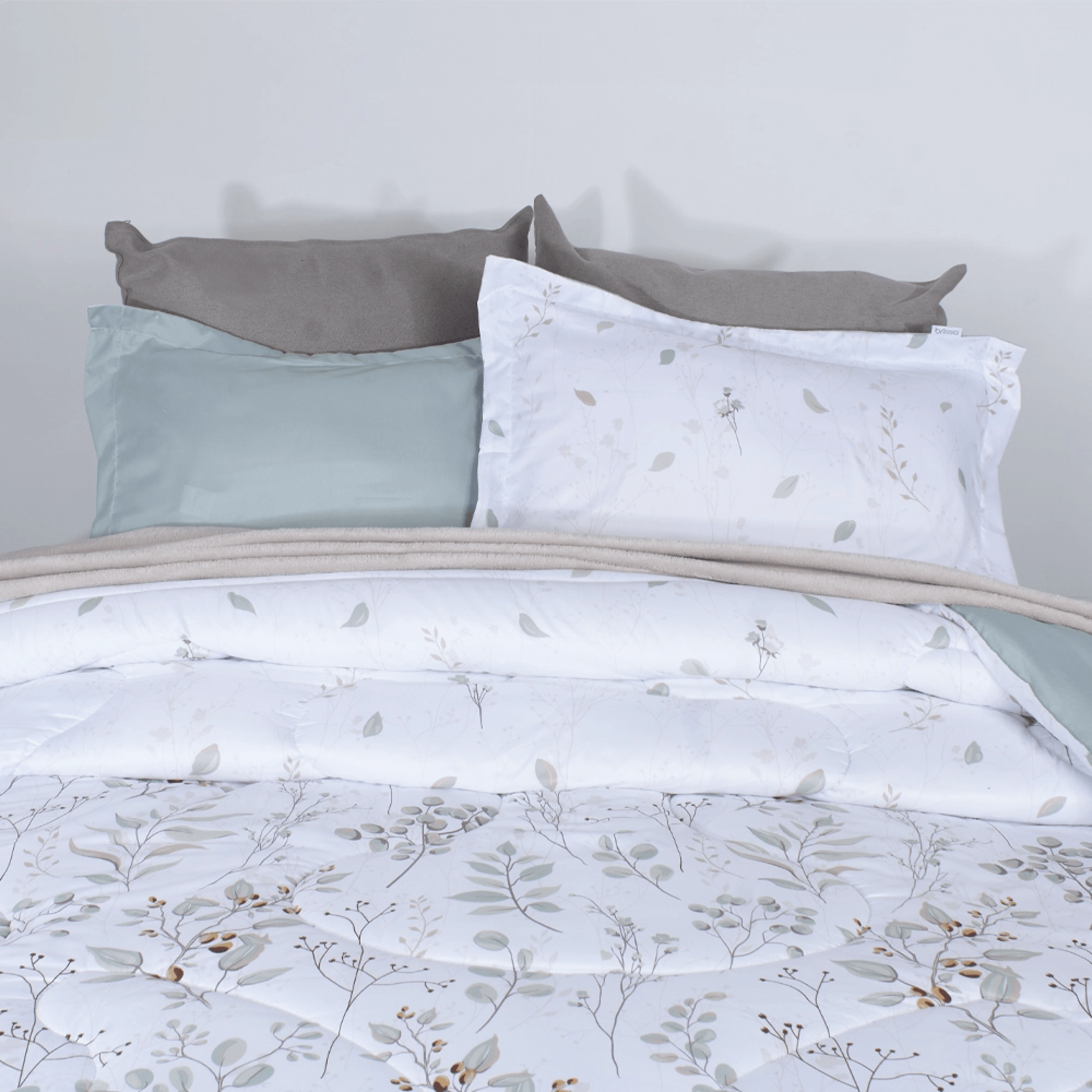 Doble Faz Edredones Brisa Edredón Microfibra Doble Faz Nogal/verde