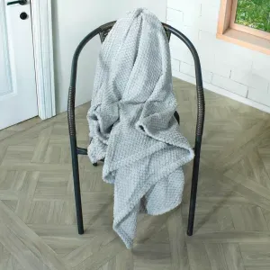 Manta flannel jacquard cadena gris nieve 130 x 170 cm