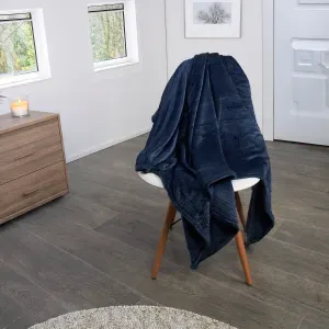Manta flannel unicolor indigo/azul oscuro