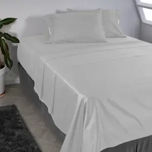 Juego de sábanas en tela 400 hilos 100% algodón unicolor gris plata