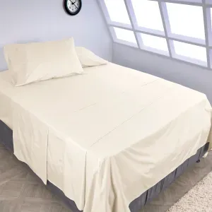 Juego de sábanas en tela 400 hilos 100% algodón unicolor marfil