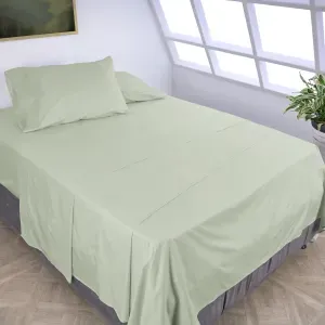 Juego de sábanas en tela 400 hilos 100% algodón unicolor verde sage