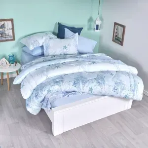 Edredón microfibra estampado corales azul maya