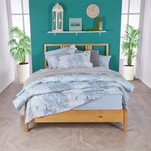 Cubrelecho microfibra estampado corales azul maya