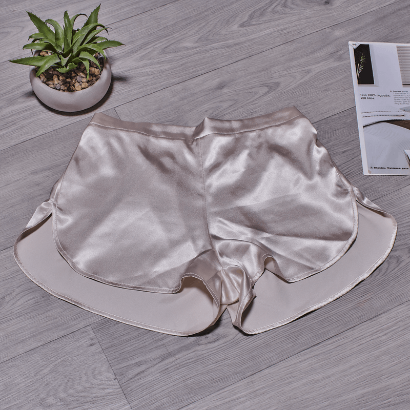 Short--pijama-satin-unicolor-nacar