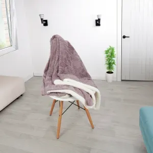 Manta fur unicolor líneas malva brezo