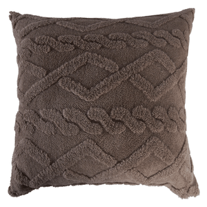 Cojín sherpa trenza café