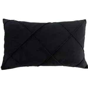 Cojín velvet drapeado negro 30 x 50 cm