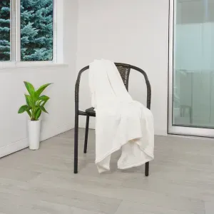 Manta flannel unicolor blanco natural 125 x 150 cm