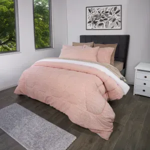 Combo edredón más cojín flannel jacquard ovejero rosa