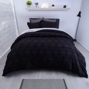 Forro para plumón microfibra jacquard diamantes negro