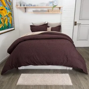Forro para plumón microfibra jacquard minipuntos café grano