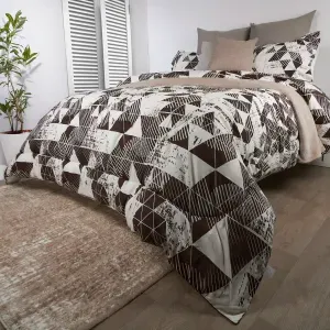 Edredón microfibra doble faz gael/blanco natural