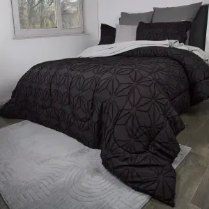 Edredón microfibra jacquard unicolor diamantes negro