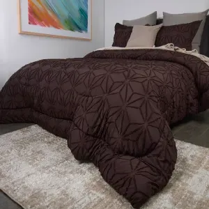 Edredón microfibra jacquard diamantes café grano