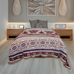 Cobija flannel estampado aztec