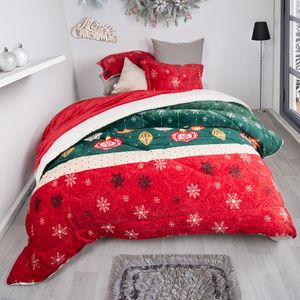 Edredón microfibra ovejero estampado brillo/blanco