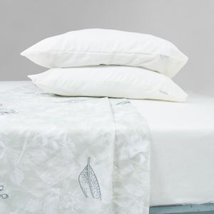 Juego de sábanas microfibra hojas/marfil