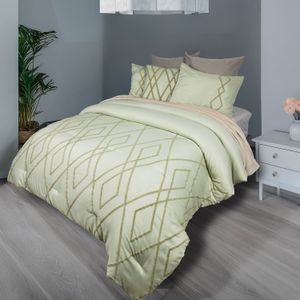 Combo edredón microfibra 85gsm bordado más cojín verde