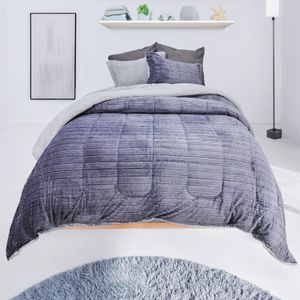 Edredón flannel jacquard ovejero azul plomo