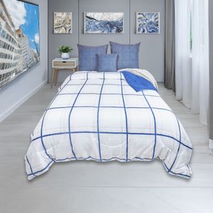 Edredón sin funda microfibra mile líneas  azul